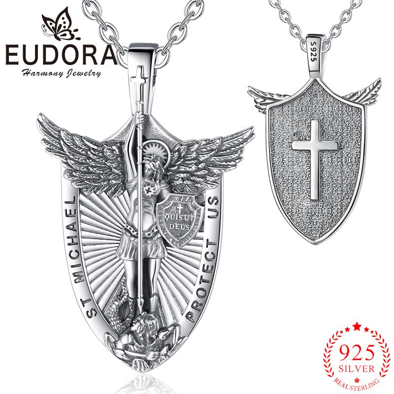 925 Sterling Silver Chain Necklace Men - Eudora 925 Sterling Silver St. Michael