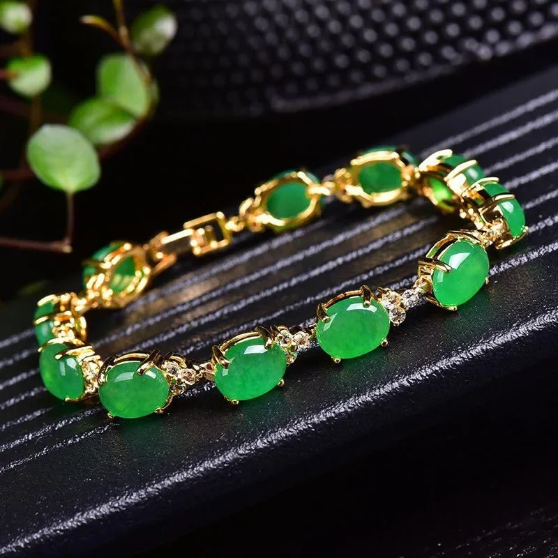 Bracelets - Naturalny zielony jadeitowy agat miłość bransoletka