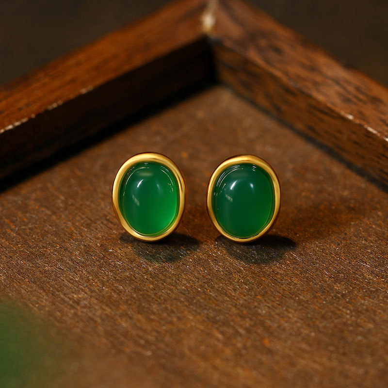 Earrings - Zielone Naturalne Jadeitowe Kolczyki Talizmany Luksusowe