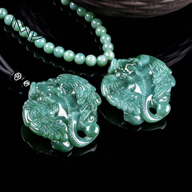 Necklaces - Naturalny prawdziwy szmaragdowy niebieski wisiorek Pixiu