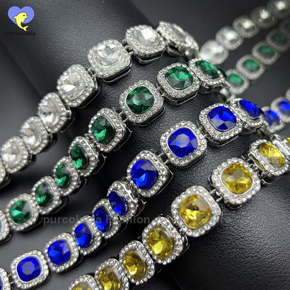 Cuban Link Chain 12Mm - Brilliant Multi Colors Iced Out Bransoletka