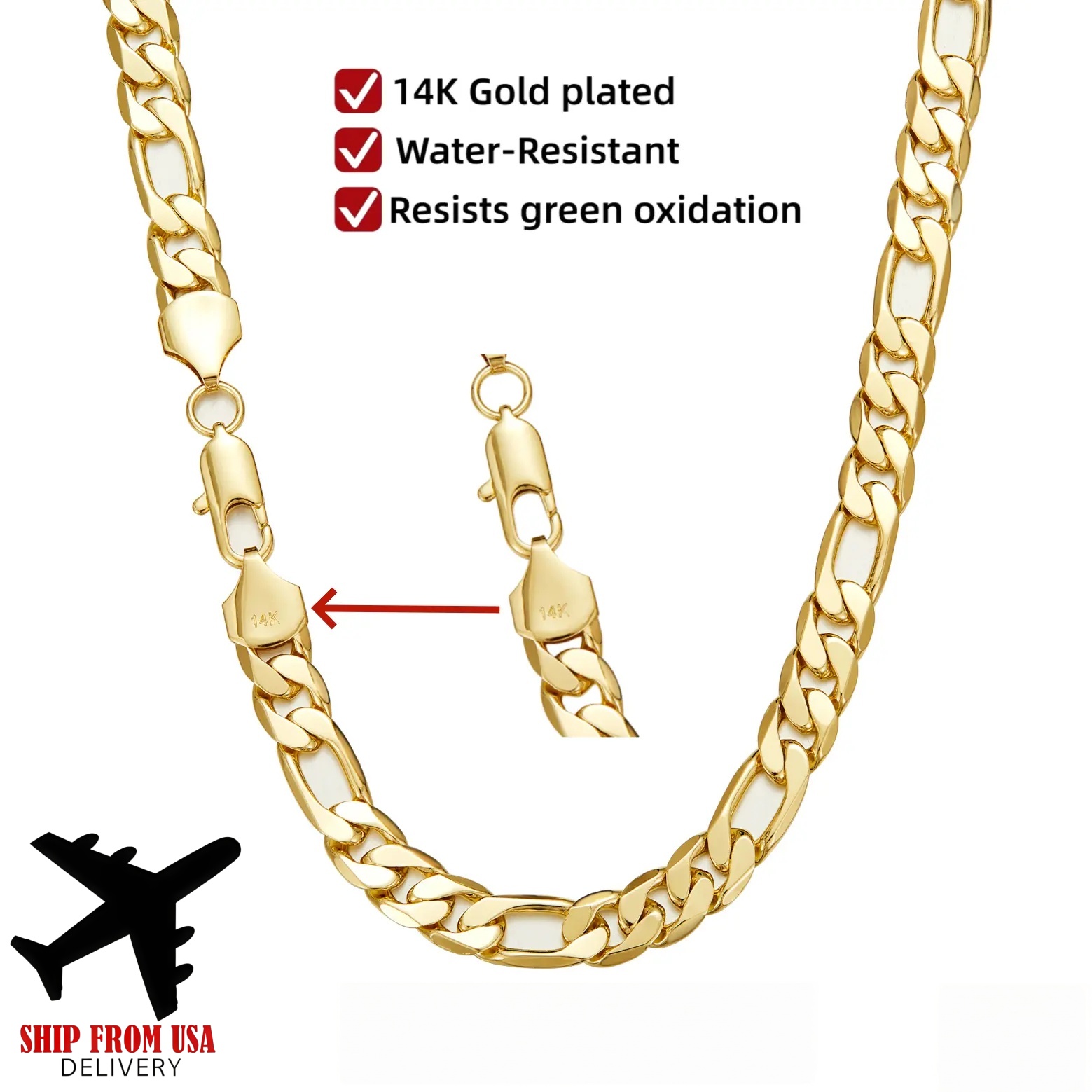 Cuban Link Chain 12Mm - Pozłacany 14-karatowym złotem łańcuszek typu Cuban