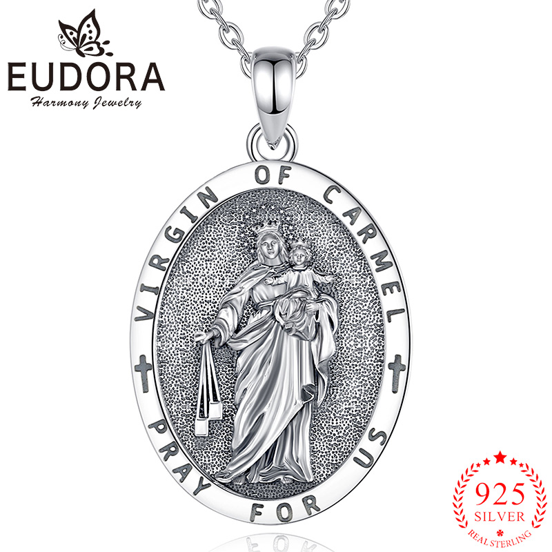 925 Sterling Silver Chain Necklace Men - Eudora Srebro Próby 925 Naszyjnik Medalik