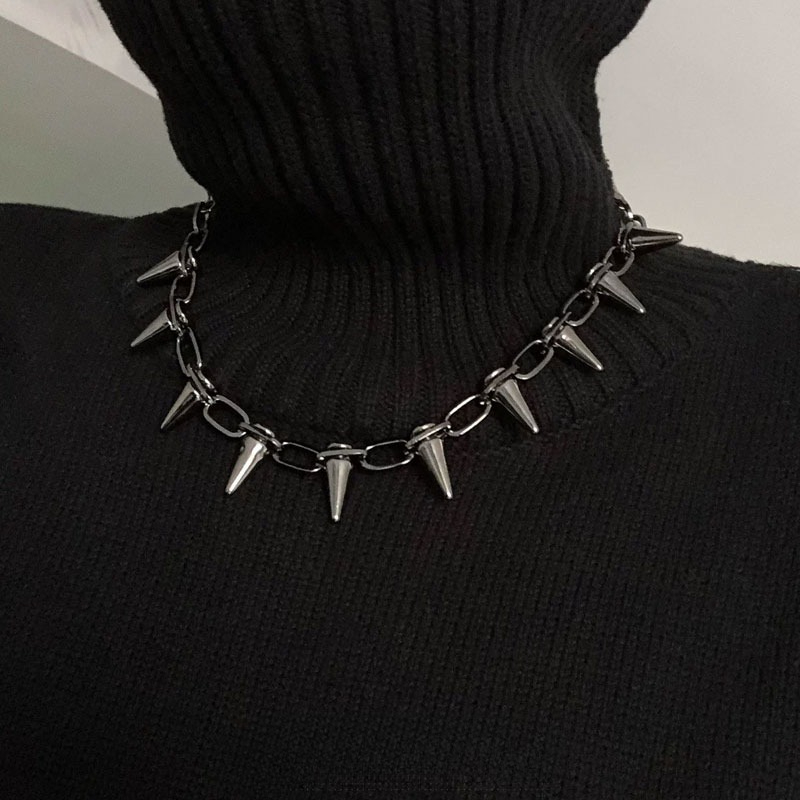 Goth Punk Spike Choker - Modne punkowe naszyjniki choker z kolcami,