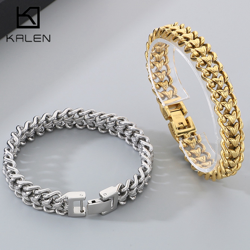 Cuban Link Chain 12Mm - KALEN Błyszcząca Bransoletka Męska z Plecionego