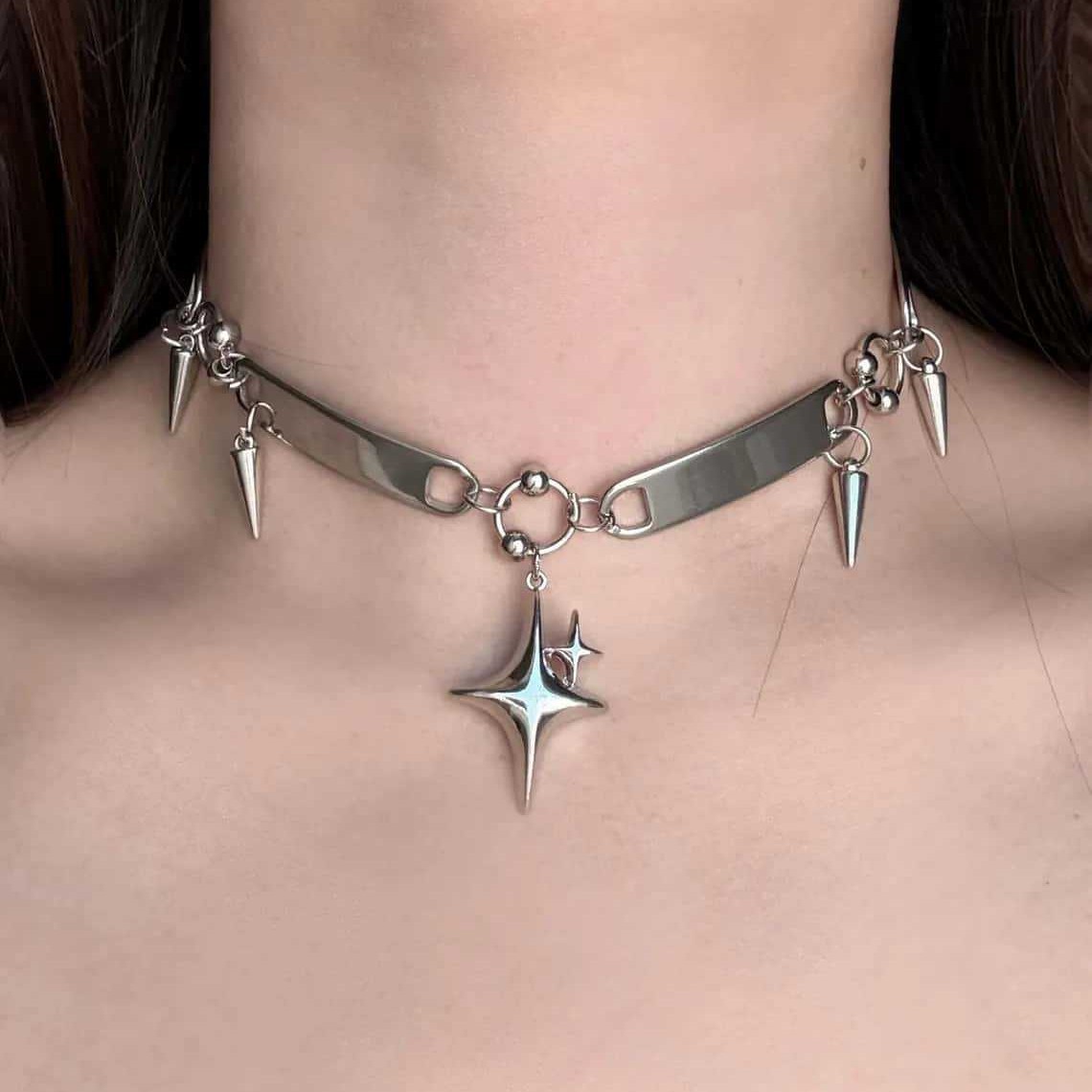 Punkowy choker z nitami, biżut – Goth Punk Spike Choker recenzja i cena