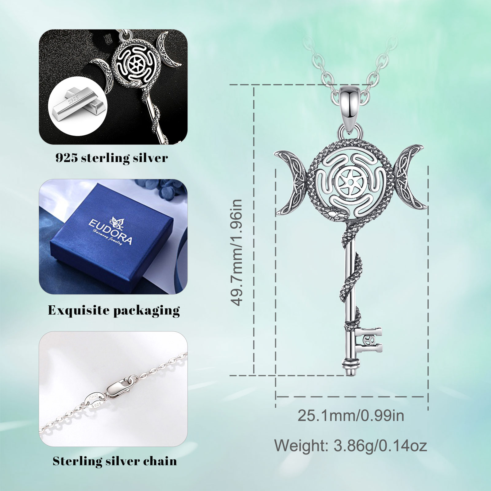Eudora Srebro Próby 925 Naszyj – 925 Sterling Silver Chain Necklace Men recenzja i cena