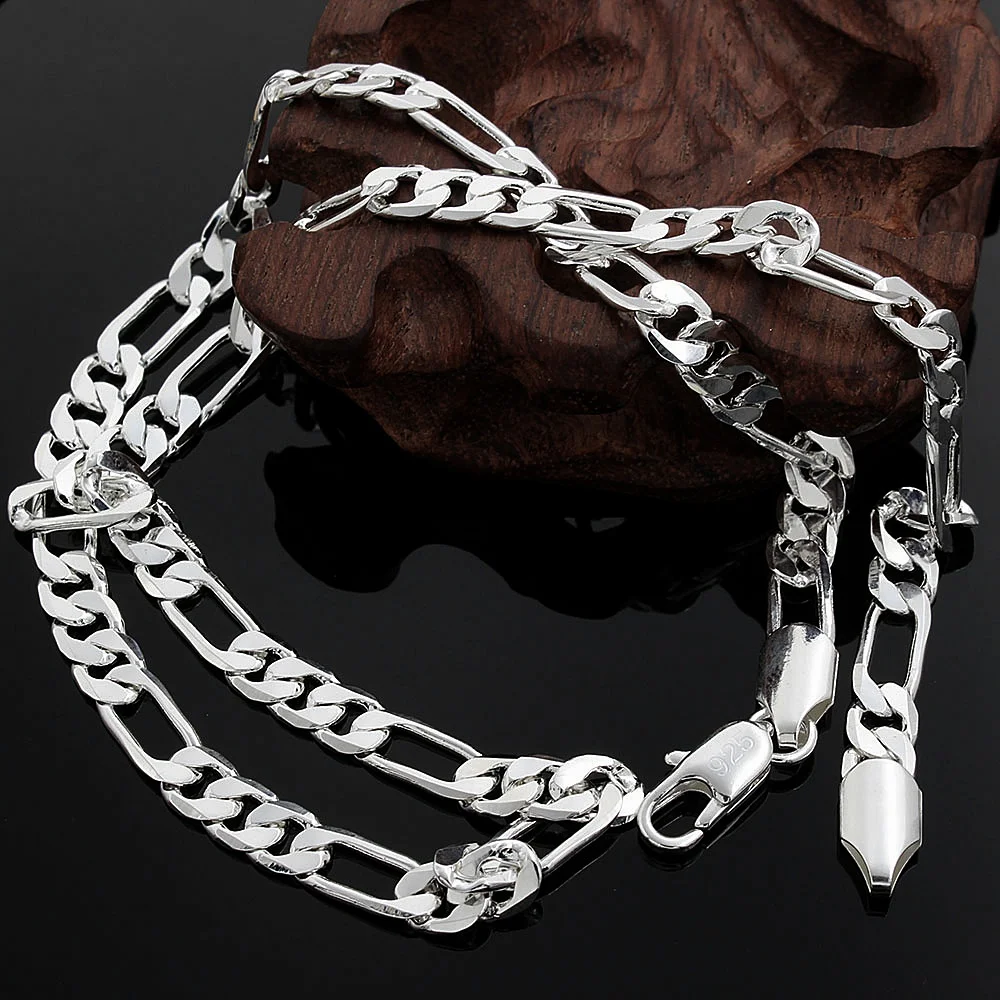 Srebro próby 925 pozłacane 18- – 925 Sterling Silver Chain Necklace Men recenzja i cena
