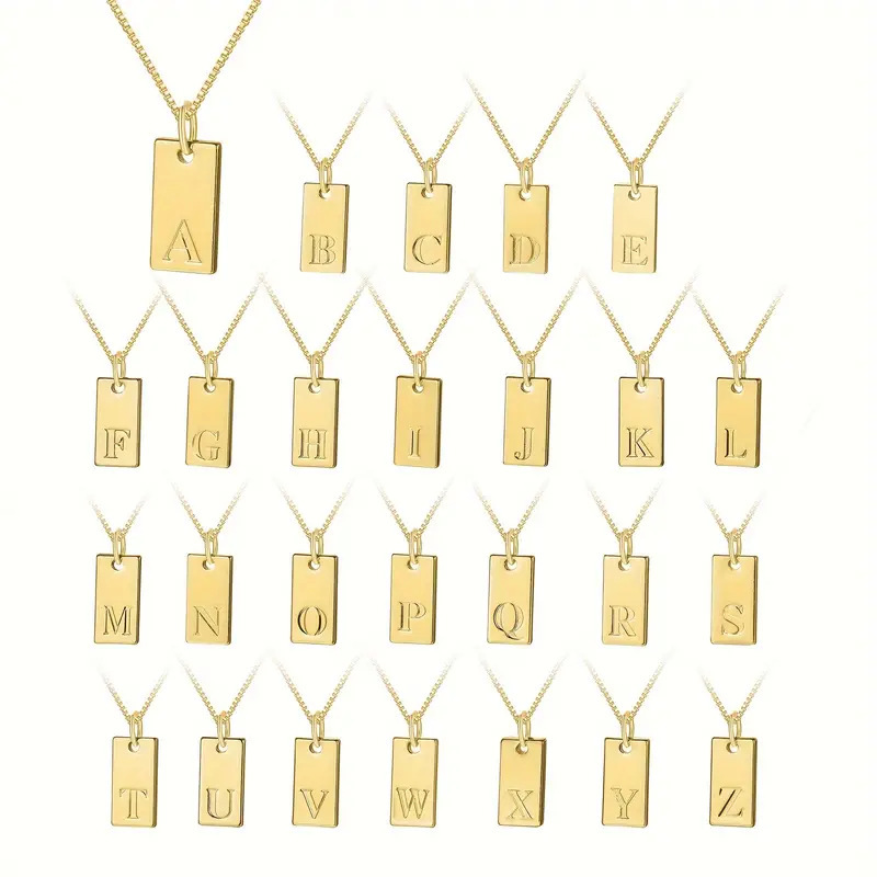 Tiny Square 26 Inicjały Tag Wi – Initial Letter Necklace 18K Gold recenzja i cena